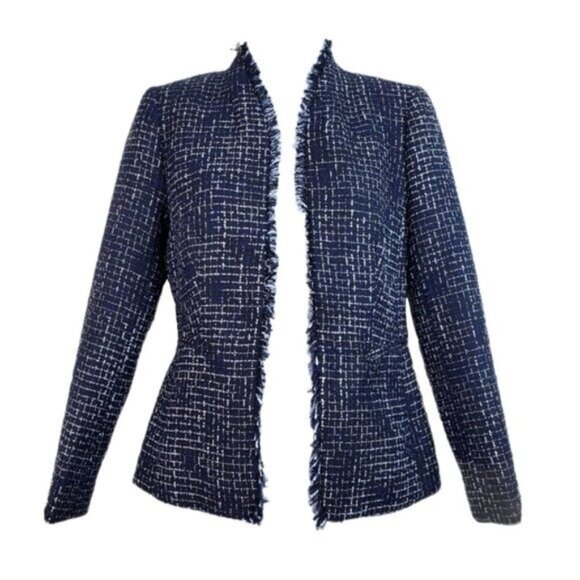 J.Crew Factory Womens Blue Black Tweed Broadway Blazer Size 00 - Picture 2 of 8